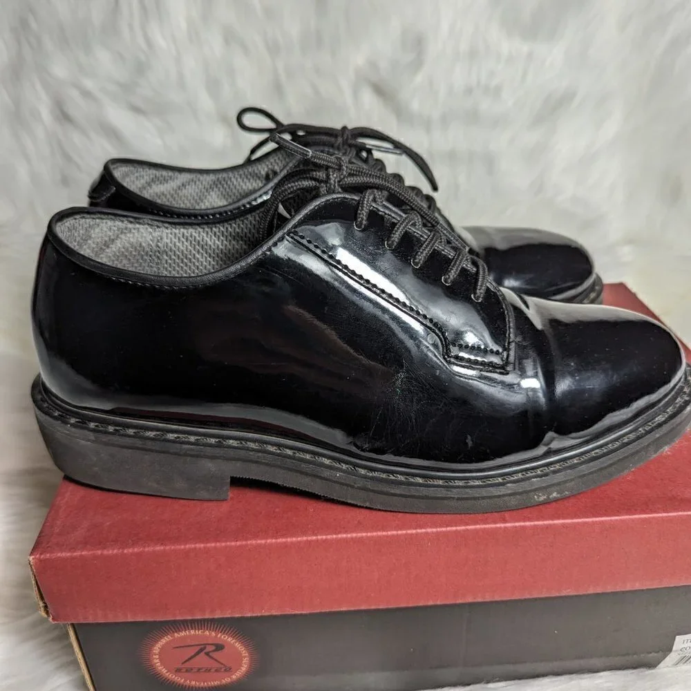 Rothco Black Hi-Gloss Lightweight Oxfords Men’s Size 10 W Black